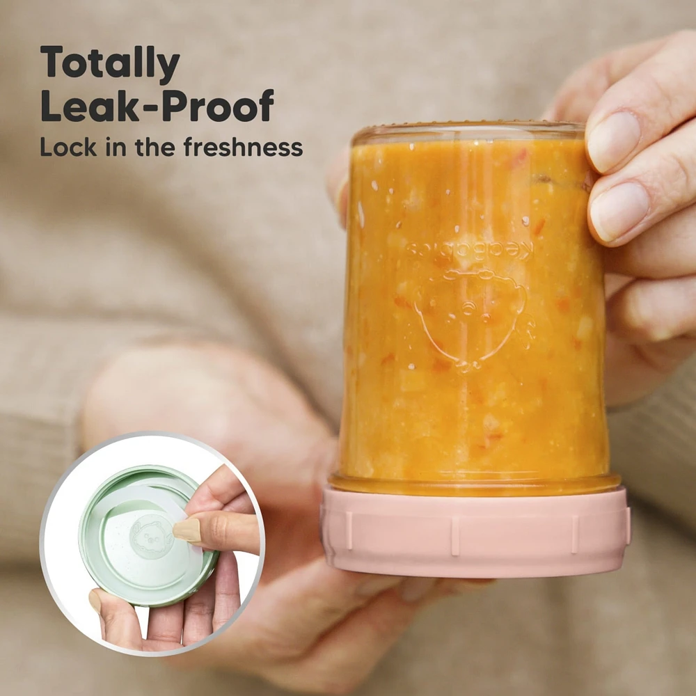 KeaBabies 8pk Prep Baby Food Storage Containers, Leak-Proof, Bpa Free Glass Jars for Feeding