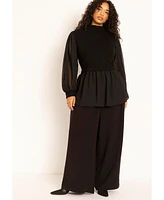 Eloquii Women's Twofer Sweater With Chiffon