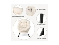 Modern Accent Chair with Folding Footrest and Side Pocket for Living Room