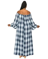 L I V D Plus Size Zoe Flannel Maxi Dress
