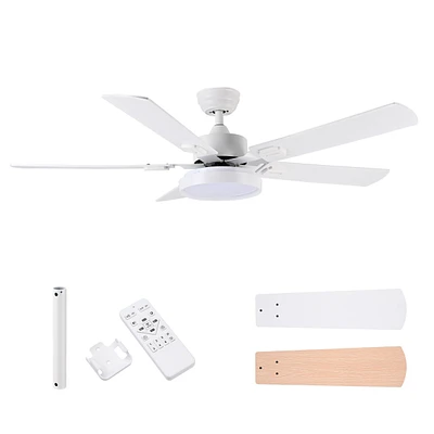 DELight 52" Ceiling Fan with Light & Remote 6 Speed Chandelier Lamp Reversible Indoor
