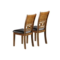 Set Of 2 Upholstered Dining Chair In Walnut Finish
