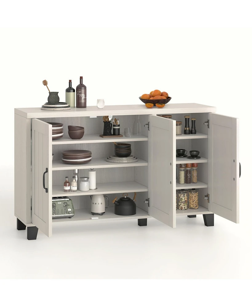 Slickblue 3-Door Buffet Sideboard with Adjustable Shelves and Anti-Tipping Kits