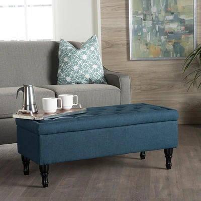 Versatile Tufted Suede Ottoman with Storage and Stylish Legs