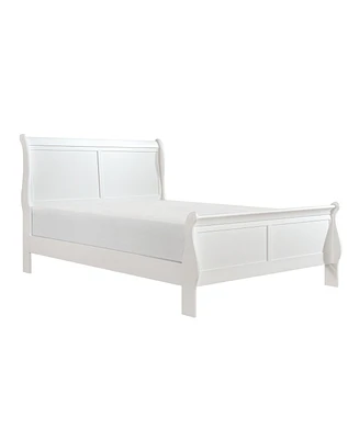 Classic Louis Philipe Style White Full Size Bed 1 Piece Traditional Design Sleigh Bed