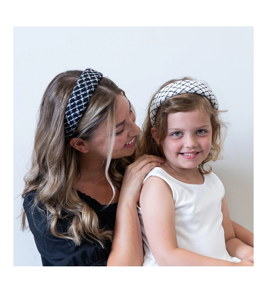 Padded Headband - White Plaid