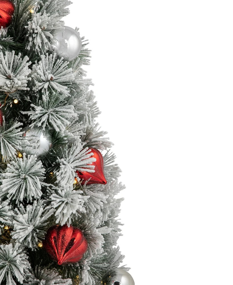 Northlight Pre-Lit Potted Snowy Bristle Pine Artificial Christmas Tree 3'