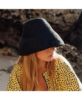 Brunna.co Naomi Jute Clochet Straw Hat in Black