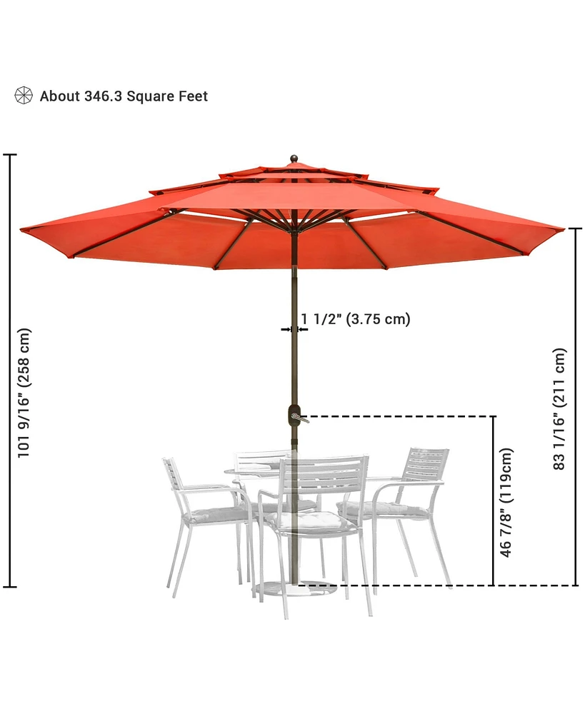Yescom 11 Ft 3 Tier Patio Umbrella with Crank Handle Push to Tilt Outdoor Pool
