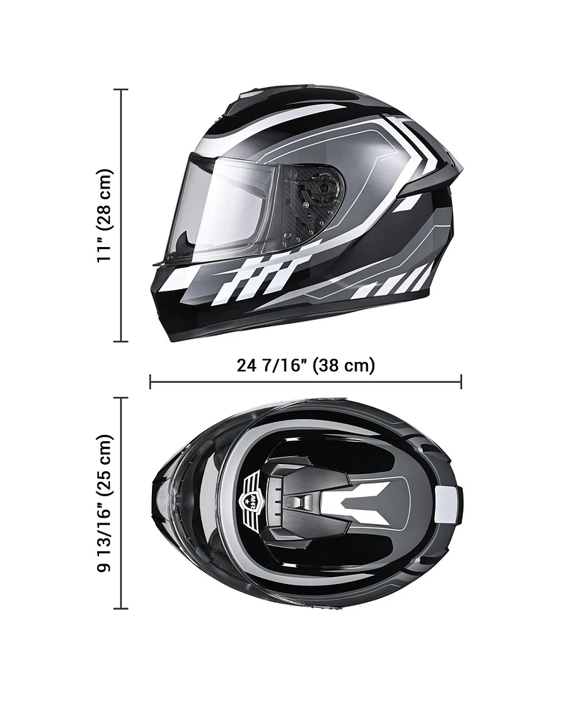 Ahr Run-F3 Full Face Motorcycle Helmet Dot Approved Removable Liner Street Bike S