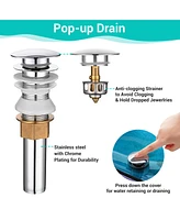 Aquaterior Tempered Glass Sink Transitional Style Basin Waterfall Faucet Kit