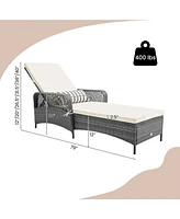 Inolait Outdoor Chaise Lounge Chair Recliner with 6-Level Backrest Cushion and Pillow