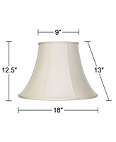 Creme Large Bell Lamp Shade 9" Top x 18" Bottom x 13" Slant x 12.5" High (Spider) Replacement with Harp and Finial - Springcrest