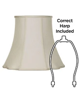 Set of 2 Creme Medium Cut Corner Lamp Shades 10" Top x 16" Bottom x 14" High (Spider) Replacement with Harp and Finial - Springcrest