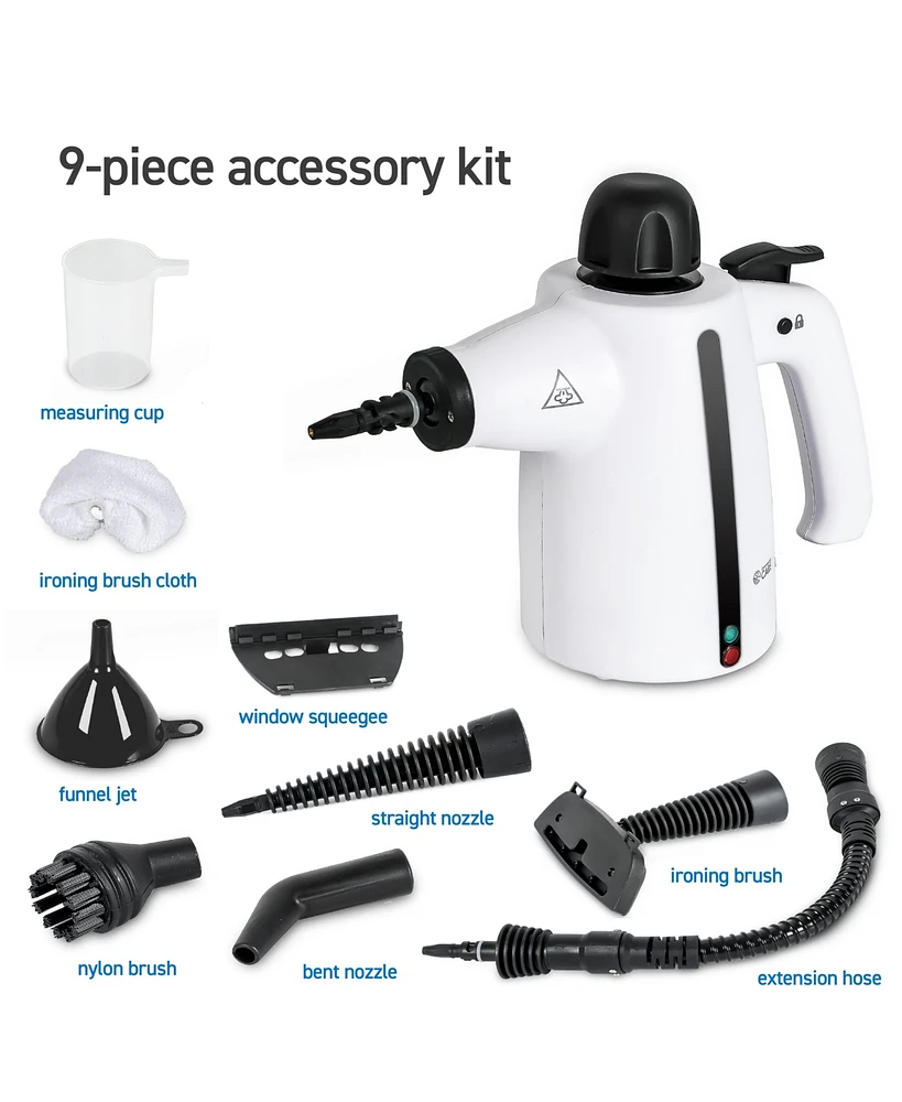 Handheld Steam Cleaner, 9-Piece Accessory Set, White, Steamer for Cleaning, Couch Cleaner, Steam Cleaner Carpet and Upholstery