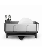 simplehuman Compact Steel Frame Dish Drying Rack with Swivel Spout Drain