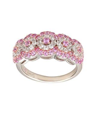 Suzy Levian Sapphire & Created White Floral Cluster Band Ring