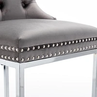 Modern Gray Velvet Bar Stools Set Of 2