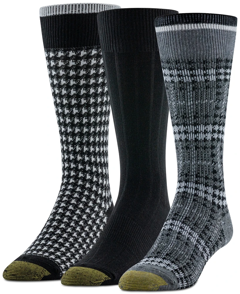 Gold Toe Men's Gentleman Plaid Crew Dress Socks, 3-Pack