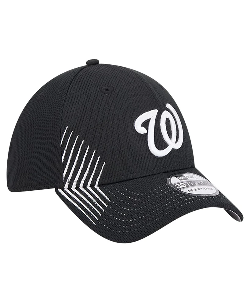 New Era Men's Black Washington Nationals Active Dash Mark 39THIRTY Flex Hat