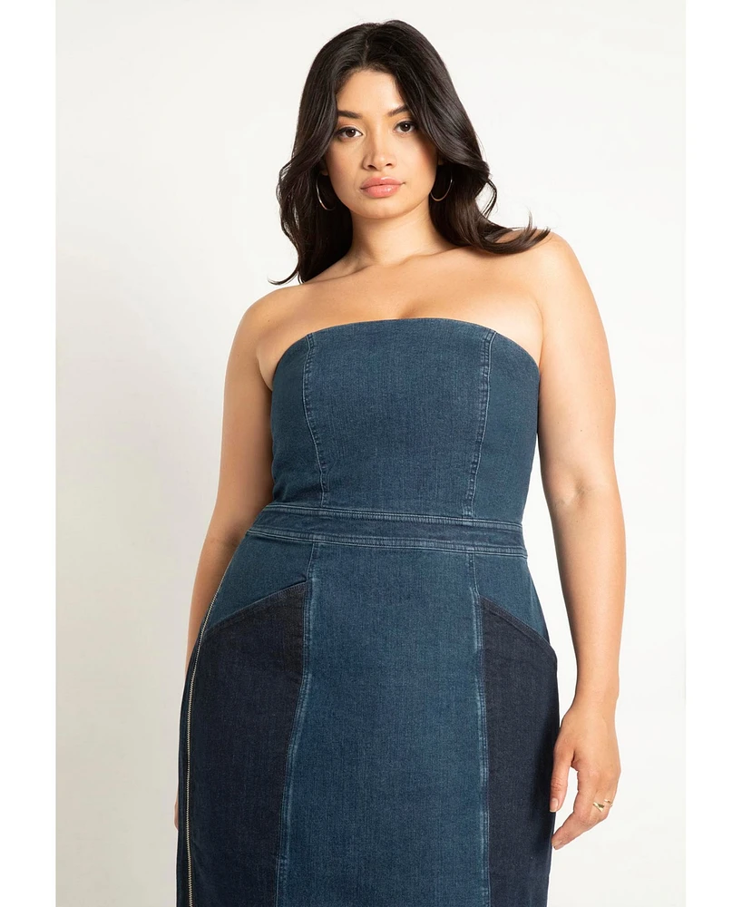 Eloquii Plus Size Strapless Denim Dress