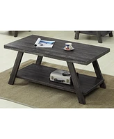 Replicated Wood Shelf Coffee Table in Charcoal Finish