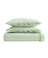 Closeout! Laura Ashley Claire 3 Piece Quilt Set, King