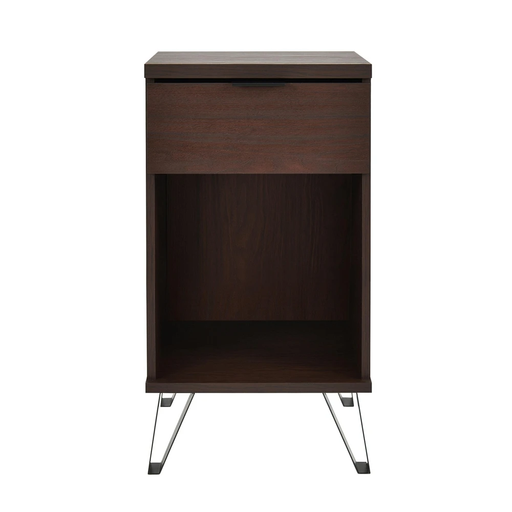 Industrial Nightstand with Storage for Modern Bedroom