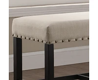 Fabric Counter Height Dining Bench with Nailhead Trim, Tan