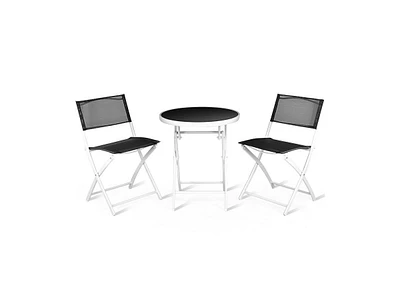 3 Pieces Patio Folding Bistro Set for Balcony or Outdoor Space