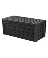 Keter Westwood 150 Gallon Plastic Outdoor Furniture Storage Deck Box, Dark Gray