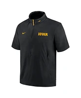 Nike Men's Black Iowa Hawkeyes 2024 Sideline Coach Short Sleeve Half-Zip Hoodie Jacket