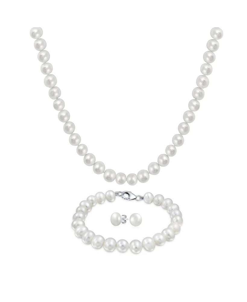 Bling Jewelry Iridescent Peacock Pearl Jewelry Set Necklace Bracelet & Earrings 3PCS