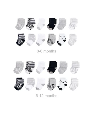 Hudson Baby Boys Unisex Grow with Me Fit Cotton Terry Socks for Growing Feet