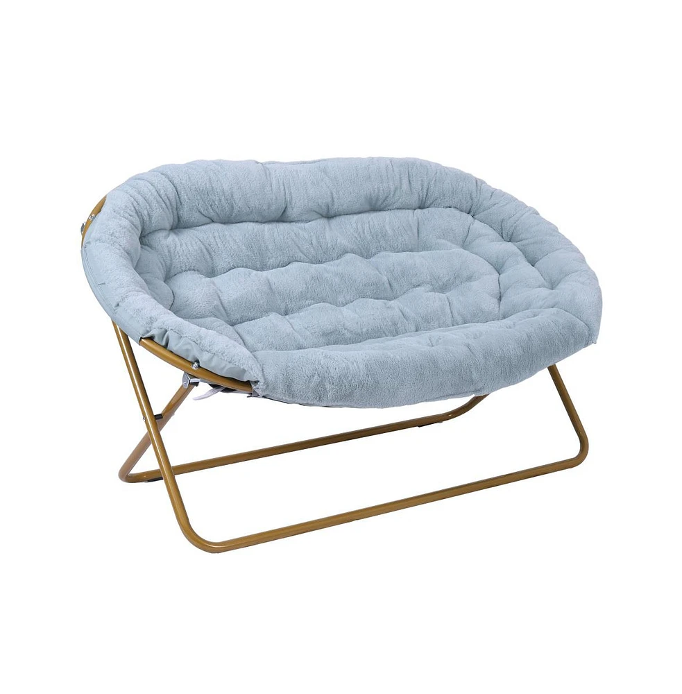 Janey Folding Double Saucer Chair With Steel Frame For Dorm, Living Room, Or Bedroom