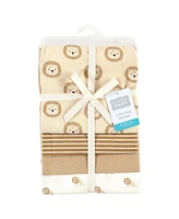 Hudson Baby Unisex Four-Pack Flannel Infant Receiving Blanket Cotton/Poly Blend