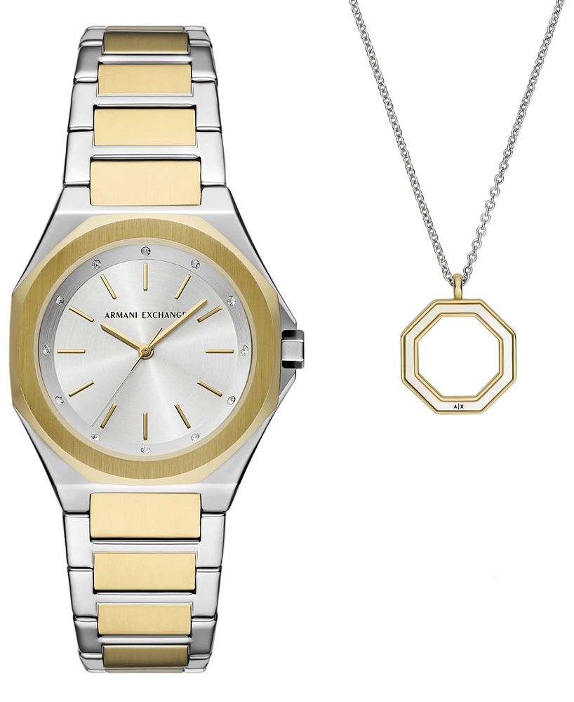 A|X Armani Exchange Unisex Quartz Three-Hand Two-Tone Stainless Steel 34MM