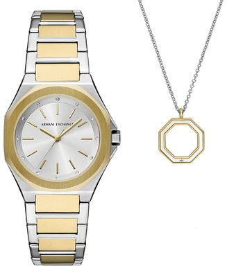 A|X Armani Exchange Unisex Quartz Three-Hand Two-Tone Stainless Steel 34MM