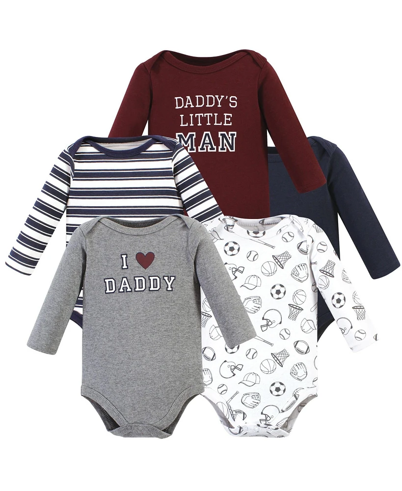 Hudson Baby Boys Cotton Long-Sleeve Bodysuits Daddy 5-Pack, 6-9 Months