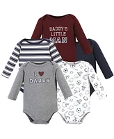 Hudson Baby Boys Cotton Long-Sleeve Bodysuits Daddy 5-Pack, 6-9 Months