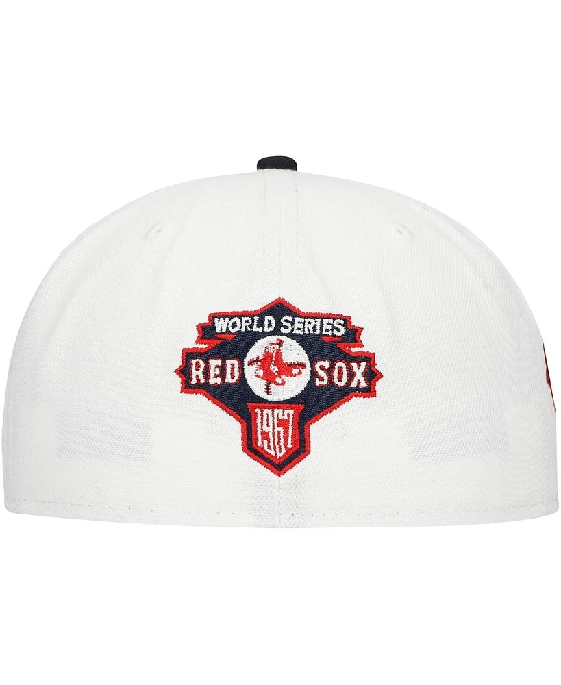 New Era Men's White/Navy Boston Red Sox Major Sidepatch 59FIFTY Fitted Hat