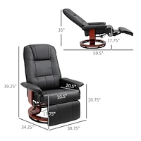Homcom Pu Leather Manual Adjustable Recliner Swivel Chair w/ Footrest,