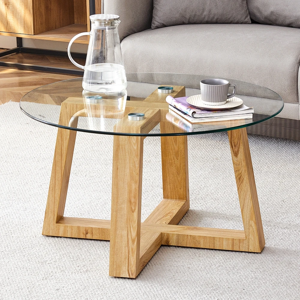 Wood-color Mdf Coffee Table Nature's Simplicity, Modern Elegance