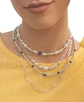 Sterling Forever Gold-Tone or Silver-Tone Beaded and Cultured Pearl Sylvie Statement Necklace
