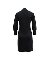Hope & Henry Women's Long Puff Sleeve Mock Neck Sweater Dress