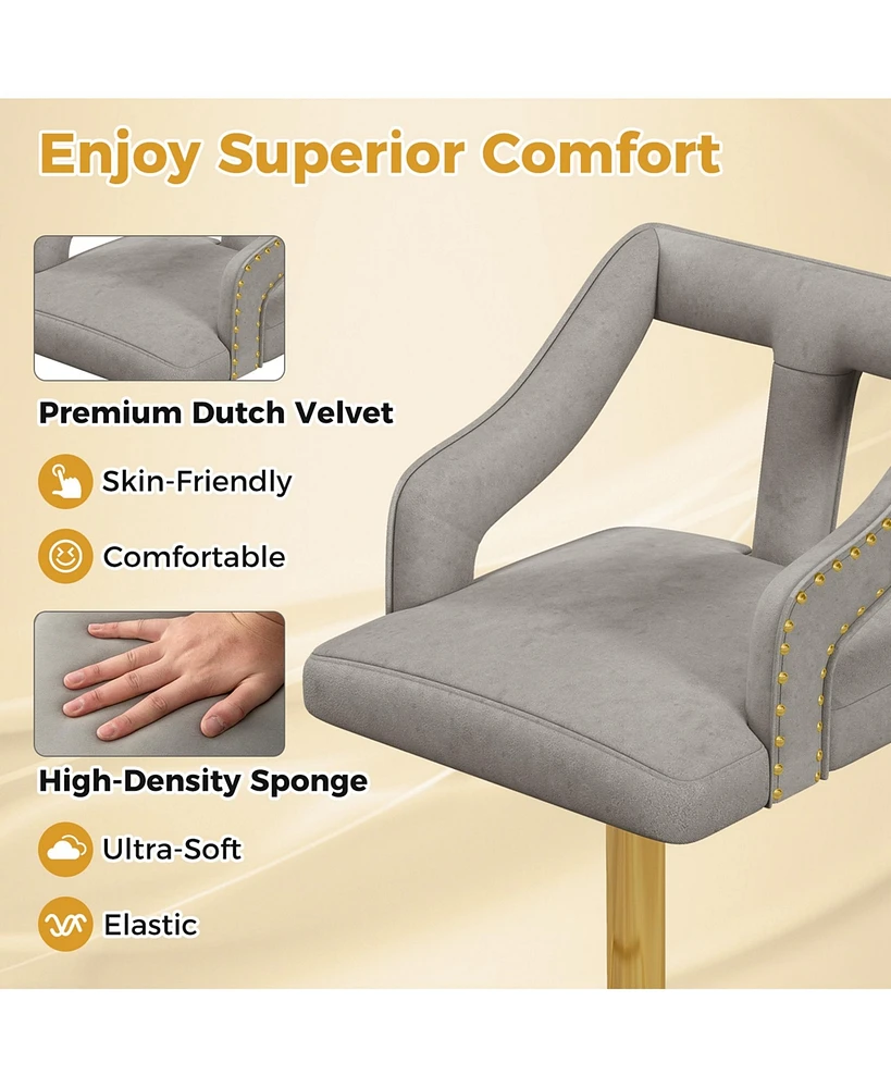 Set of 2 Swivel Bar Stool with Footrest