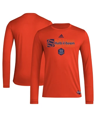 Adidas Men's Orange Houston Dynamo Fc 2024 Jersey Hook Aeroready Long Sleeve T-Shirt