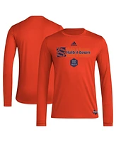 Adidas Men's Orange Houston Dynamo Fc 2024 Jersey Hook Aeroready Long Sleeve T-Shirt
