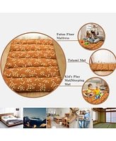 Caromio Futon Mattress Twin Size, Floral Print Floor Pad Portable Dorm Sleeping Pad
