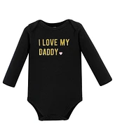 Hudson Baby Girls Cotton Long-Sleeve Bodysuits -Pack